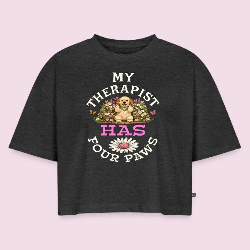 My Therapist Has Four Paws - Women's Oversized Organic Cropped T-Shirt