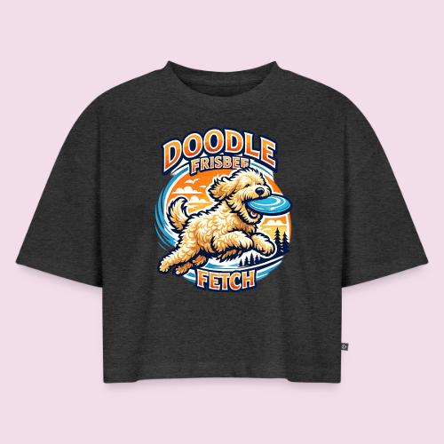 Doodle Frisbee Fetch | Goldendoodle Dog Lover - Women's Oversized Organic Cropped T-Shirt