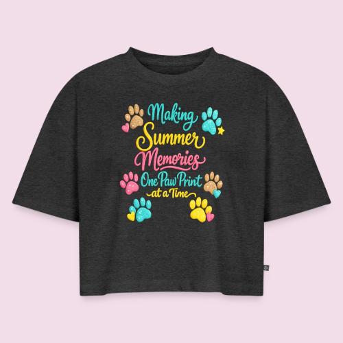 Making Summer Memories Faux Embroidery - Women's Oversized Organic Cropped T-Shirt