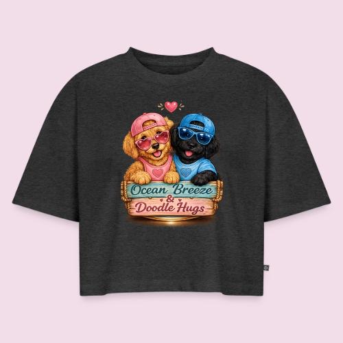 Ocean Breeze & Doodle Hugs - Women's Oversized Organic Cropped T-Shirt