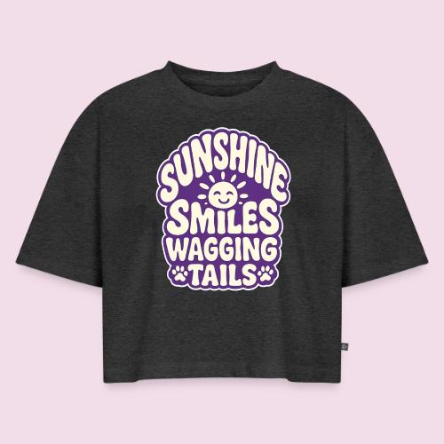 Sunshine Smiles Wagging Tails - Women's Oversized Organic Cropped T-Shirt