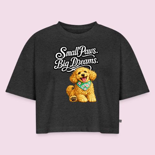 Small Paws Big Dreams Goldendoodle Puppy - Women's Oversized Organic Cropped T-Shirt