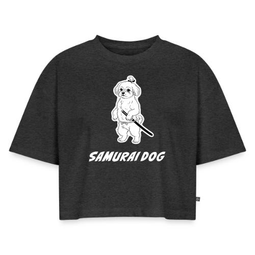 Samurai Maltese Katana Warrior Dog Tee - Women's Oversized Organic Cropped T-Shirt