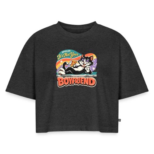 Sassy Cat Pride Pizza Retro Comic - Women's Oversized Organic Cropped T-Shirt