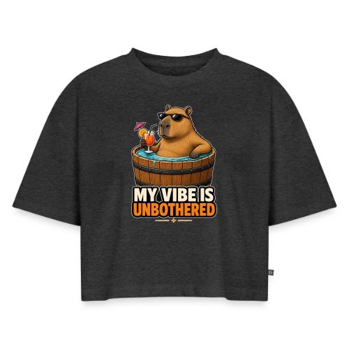Unbothered Beaver in Wooden Tub - Women's Oversized Organic Cropped T-Shirt