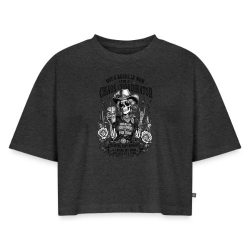 Chaos Coordinator Mom Skeleton Cowgirl - Women's Oversized Organic Cropped T-Shirt