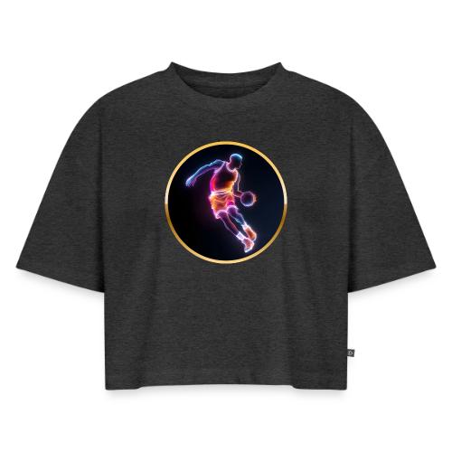 Neon Basketball Player - Women's Oversized Organic Cropped T-Shirt