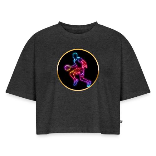 Basketball: Neon Dribble Pulse - Women's Oversized Organic Cropped T-Shirt