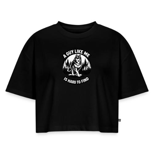 Funny Wolf Shirt – Hard to Find Retro Tee - Women's Oversized Organic Cropped T-Shirt