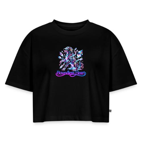 Boundless Heart Neon Galaxy Dog Shirt - Women's Oversized Organic Cropped T-Shirt