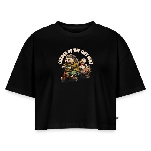 Leader of the Tiny Riot Design - Women's Oversized Organic Cropped T-Shirt