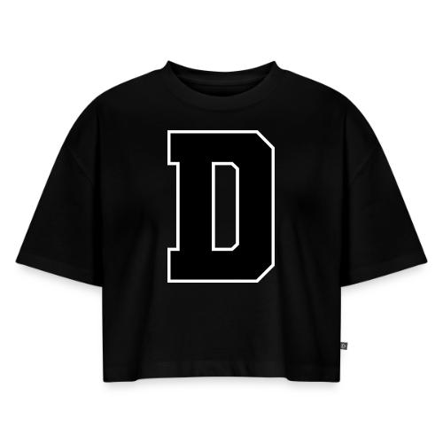 Varsity Letter D Athletic Alphabet Design - Women's Oversized Organic Cropped T-Shirt