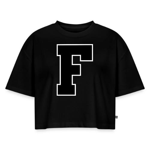 Varsity Letter F Athletic Monogram - Women's Oversized Organic Cropped T-Shirt