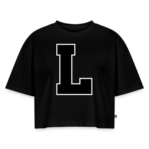 Varsity Letter L Athletic Monogram - Women's Oversized Organic Cropped T-Shirt