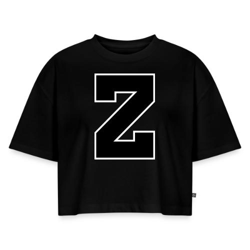 Varsity Letter Z Athletic Font Design - Women's Oversized Organic Cropped T-Shirt