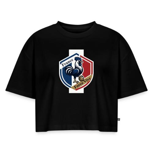 France Rooster T-Shirt, Bleu-Blanc-Rouge gift - Women's Oversized Organic Cropped T-Shirt