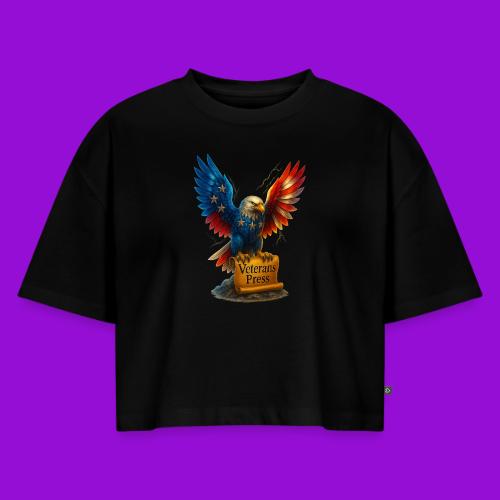 Veterans Press & Bald Eagle Flag 2 Print Set - Women's Oversized Organic Cropped T-Shirt