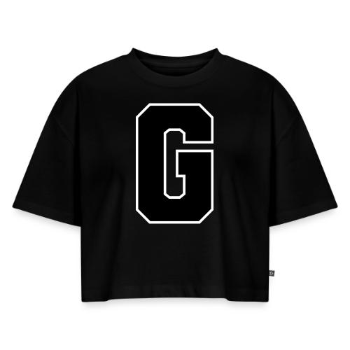 Varsity Letter G Collegiate Alphabet Art - Women's Oversized Organic Cropped T-Shirt