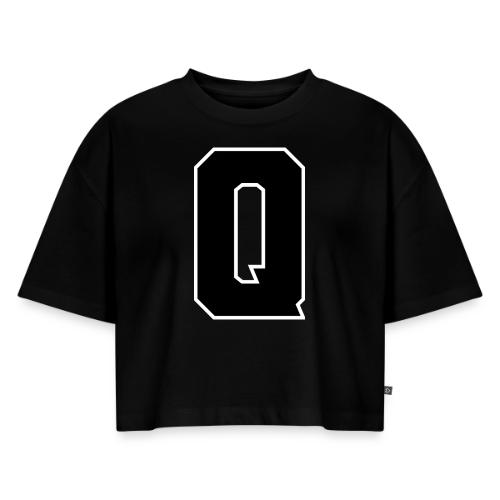 Varsity Letter Q Collegiate Font Graphic - Women's Oversized Organic Cropped T-Shirt