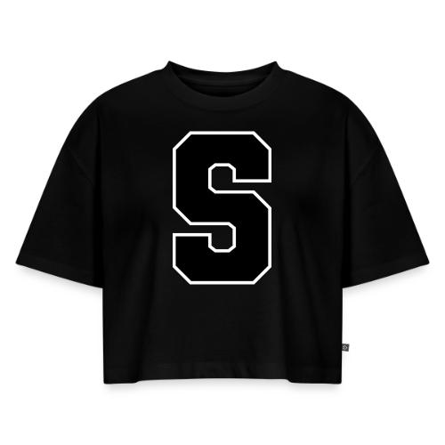 Varsity Letter S Collegiate Alphabet Art - Women's Oversized Organic Cropped T-Shirt