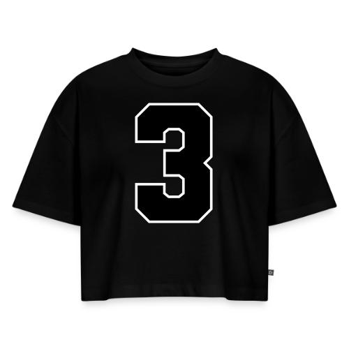 Varsity Number 3 Athletic Font - Women's Oversized Organic Cropped T-Shirt