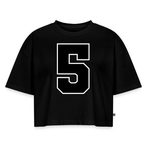 Varsity Number 5 Athletic Design - Women's Oversized Organic Cropped T-Shirt