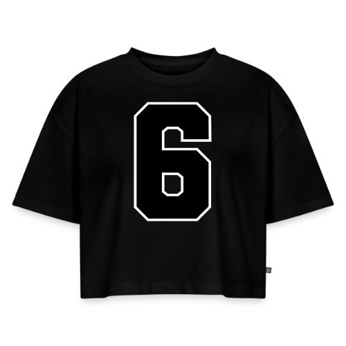 Varsity Number 6 Sports Font - Women's Oversized Organic Cropped T-Shirt