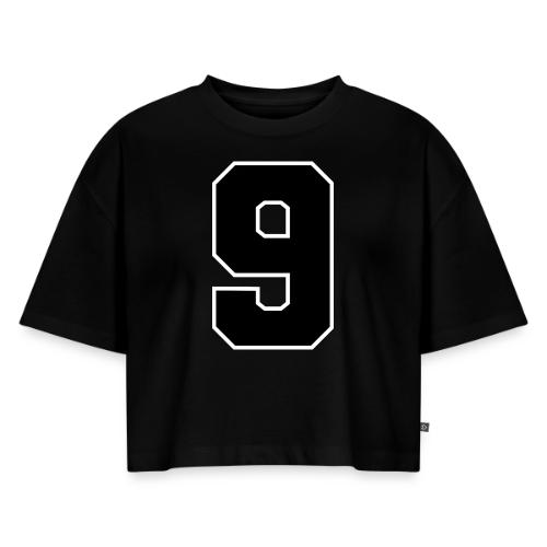 Varsity Number 9 Athletic Font - Women's Oversized Organic Cropped T-Shirt