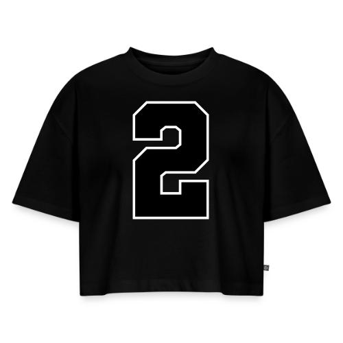 Varsity Number 2 Sports Design - Women's Oversized Organic Cropped T-Shirt