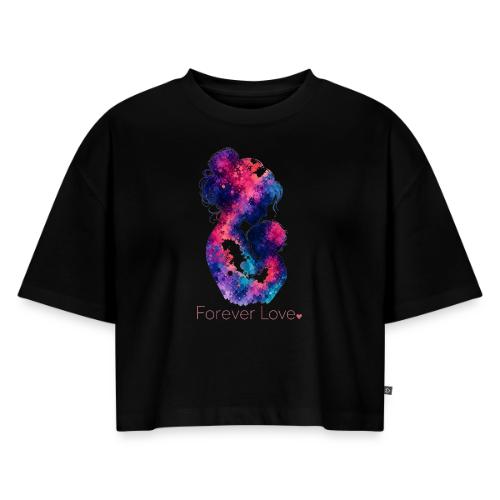 Forever Love-Vibrant Watercolor Mother-Child - Women's Oversized Organic Cropped T-Shirt