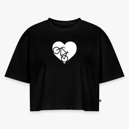 heart_bicycle_cutout - Women's Oversized Organic Cropped T-Shirt
