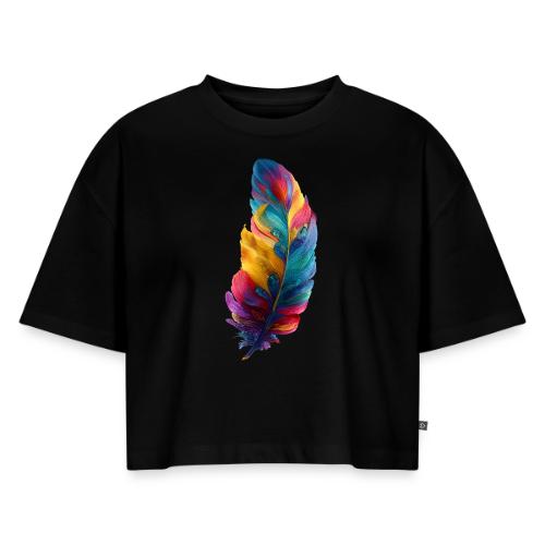 Spectrum Feather Flow - Women's Oversized Organic Cropped T-Shirt