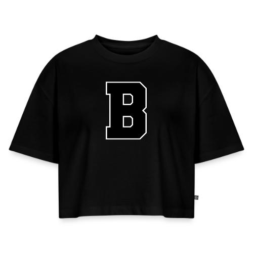Varsity Letter B Athletic Alphabet Graphic - Women's Oversized Organic Cropped T-Shirt