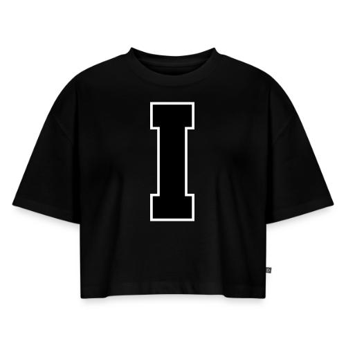 Varsity Letter I Collegiate Monogram - Women's Oversized Organic Cropped T-Shirt