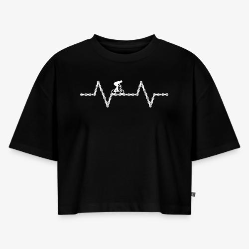 bmx bike heartbeat - Women's Oversized Organic Cropped T-Shirt