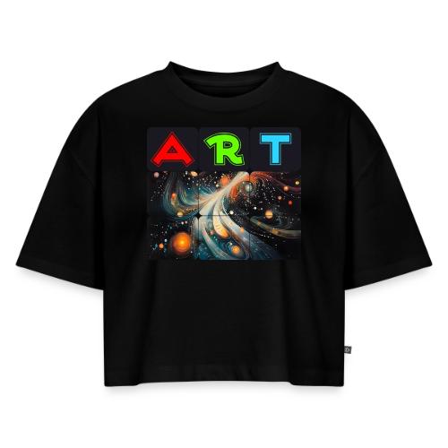Swirls of Colorful Art - Women's Oversized Organic Cropped T-Shirt