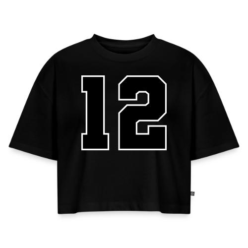 Varsity Number 12 Sports Design - Women's Oversized Organic Cropped T-Shirt