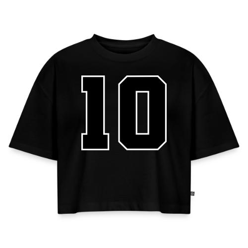 Varsity Number 10 Athletic Design - Women's Oversized Organic Cropped T-Shirt