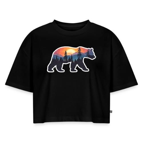 Mountain Spirit Bear - Women's Oversized Organic Cropped T-Shirt