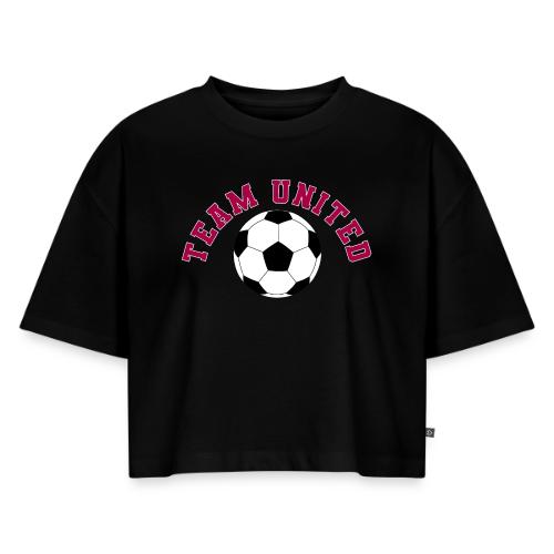 Team United Soccer Ball Sports Design - Women's Oversized Organic Cropped T-Shirt