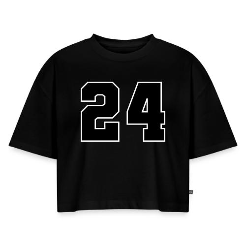 Varsity Number 24 College Font - Women's Oversized Organic Cropped T-Shirt