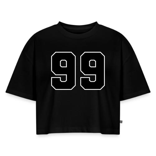 Varsity Number 99 Athletic Font - Women's Oversized Organic Cropped T-Shirt