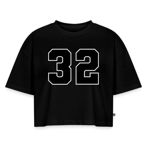 Varsity Number 32 Athletic Design - Women's Oversized Organic Cropped T-Shirt