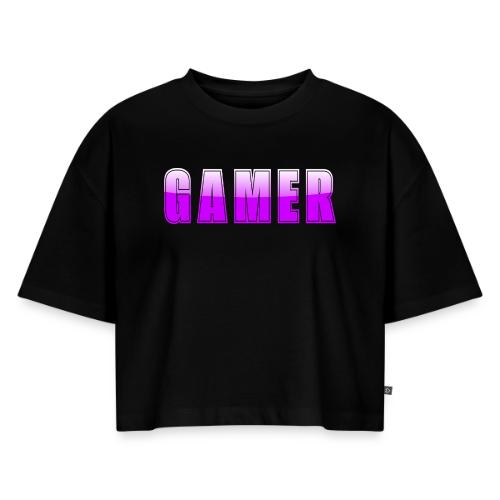 Gamer Purple Glossy Collegiate Design - Women's Oversized Organic Cropped T-Shirt
