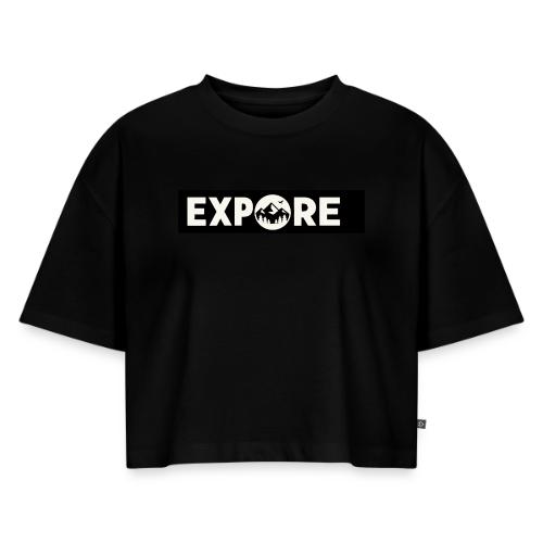 Adventure Oxygen Nature Mountain Forest Typography - Women's Oversized Organic Cropped T-Shirt