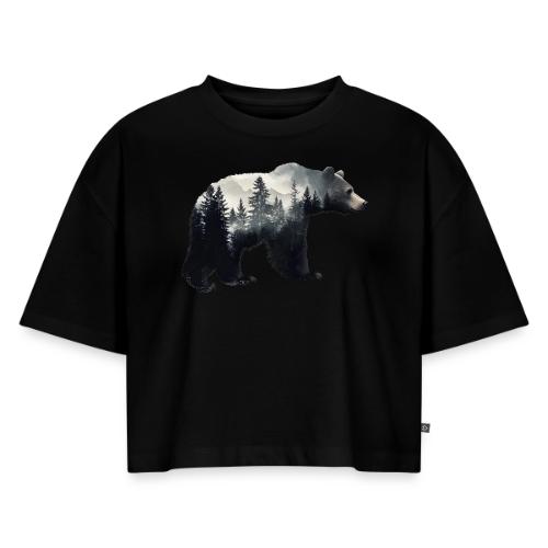 Forest Within the Bear - Women's Oversized Organic Cropped T-Shirt