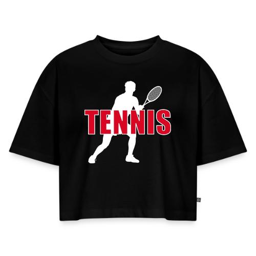 Red Court Tennis - Women's Oversized Organic Cropped T-Shirt