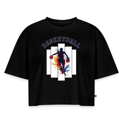 Basketball Never Stops - Women's Oversized Organic Cropped T-Shirt