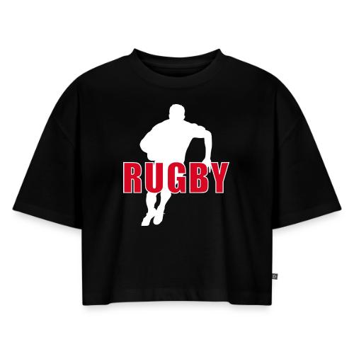Bold Rugby Action Silhouette - Women's Oversized Organic Cropped T-Shirt