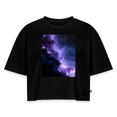 Purple Nebula Space Design - Women's Oversized Organic Cropped T-Shirt
